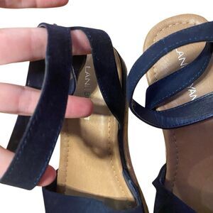 Lane bryant Espadrille wedge  size 9 blue sandal ankle strap